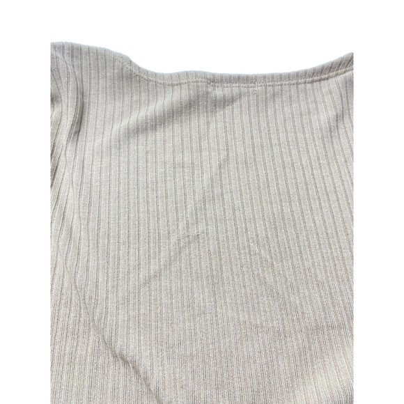 New Women's Cropped Front Tie Low V-Neck Cut Long Sleeve Shirt Top, Size Large - Picture 6 of 6